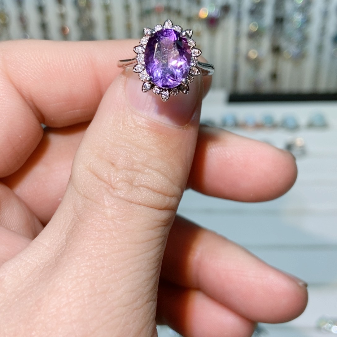 紫晶珠宝半成品银S925镶嵌