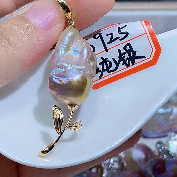 淡水珍珠银S925镶嵌颈饰