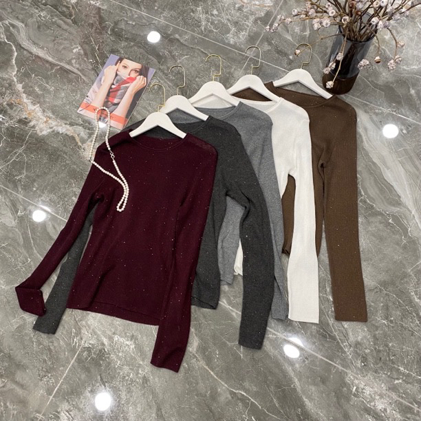 秋轻奢细亮片星空闪闪高级感圆领羊毛长袖针织衫女装