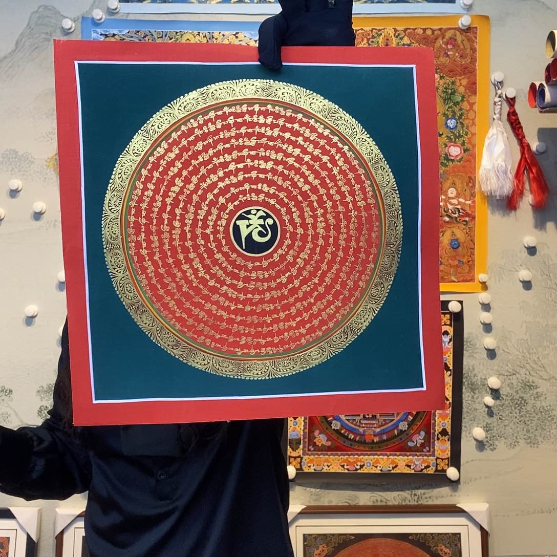 卷轴画纯手绘六字真言唐卡30尺