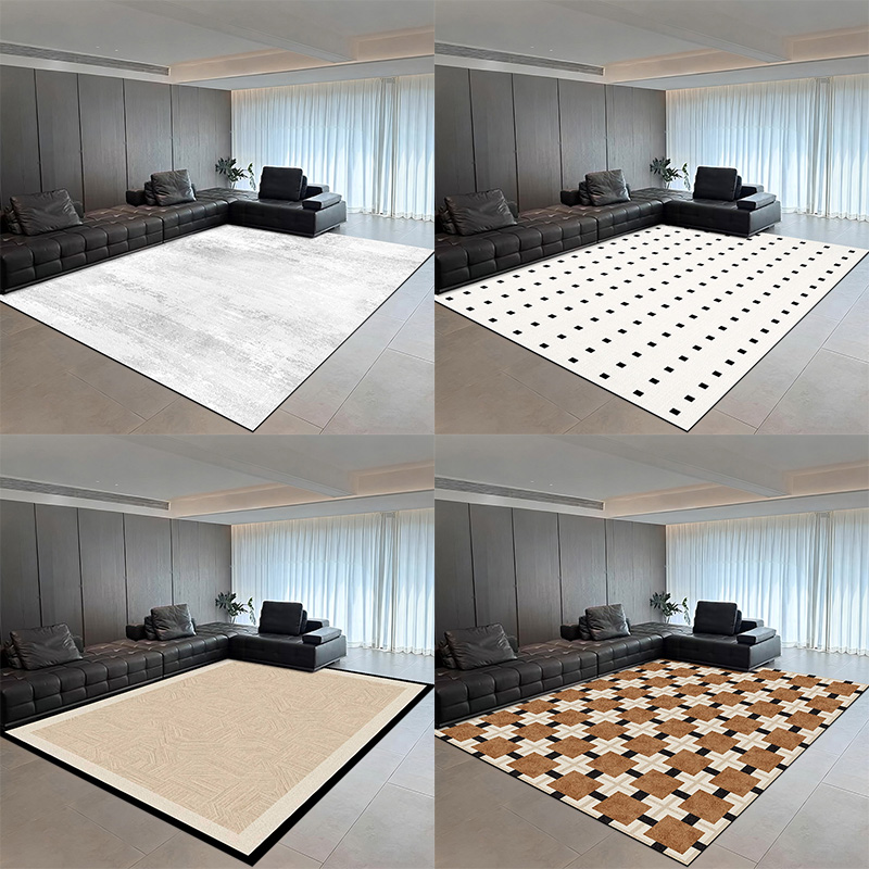 客厅轻奢比利时绒地毯中古风家用卧室客厅极简风轻奢客厅地毯