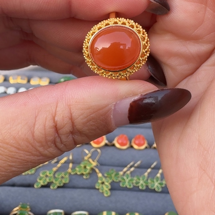 南红玛瑙银S925镶嵌颈饰