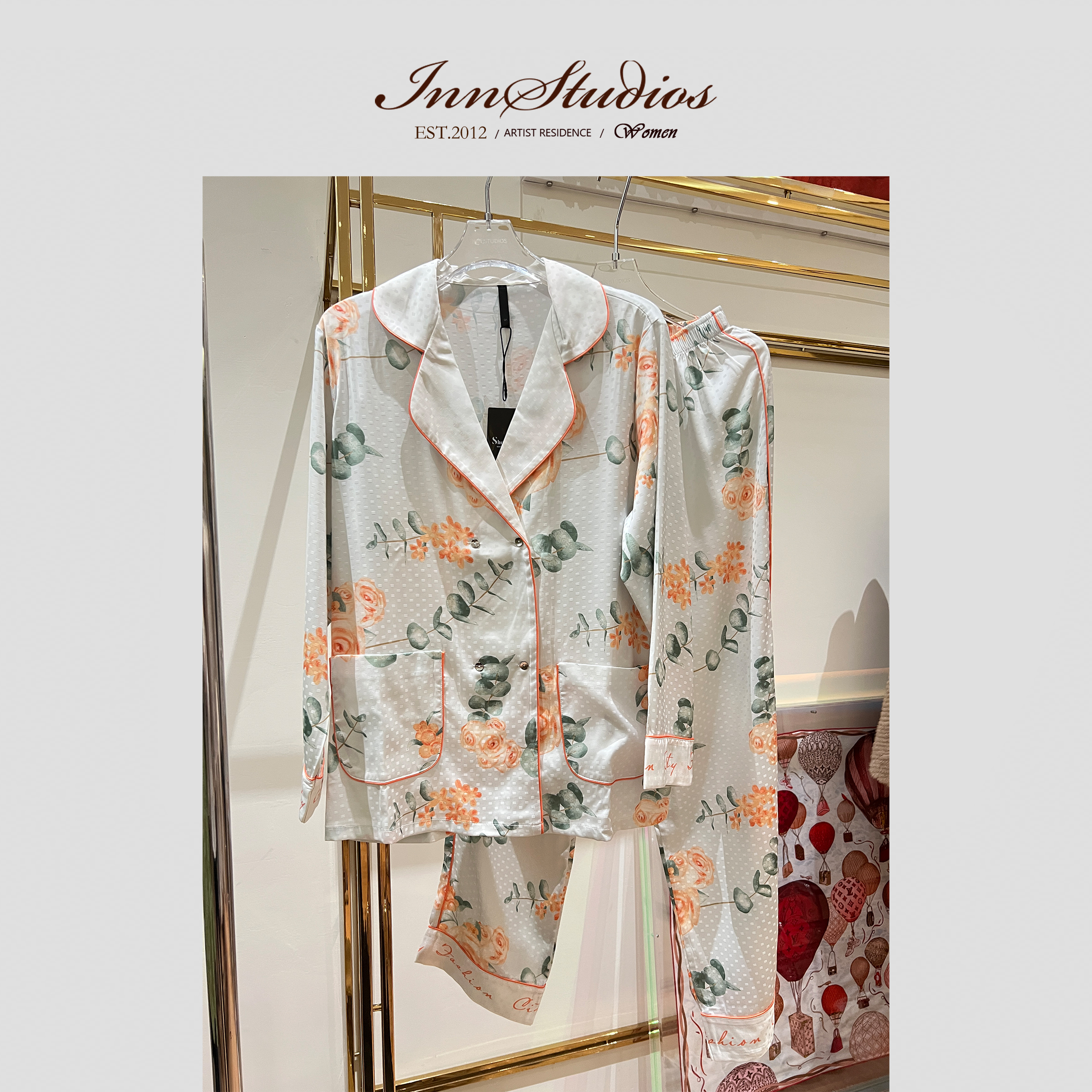 Innstudios 花花长袖长裤睡衣套装