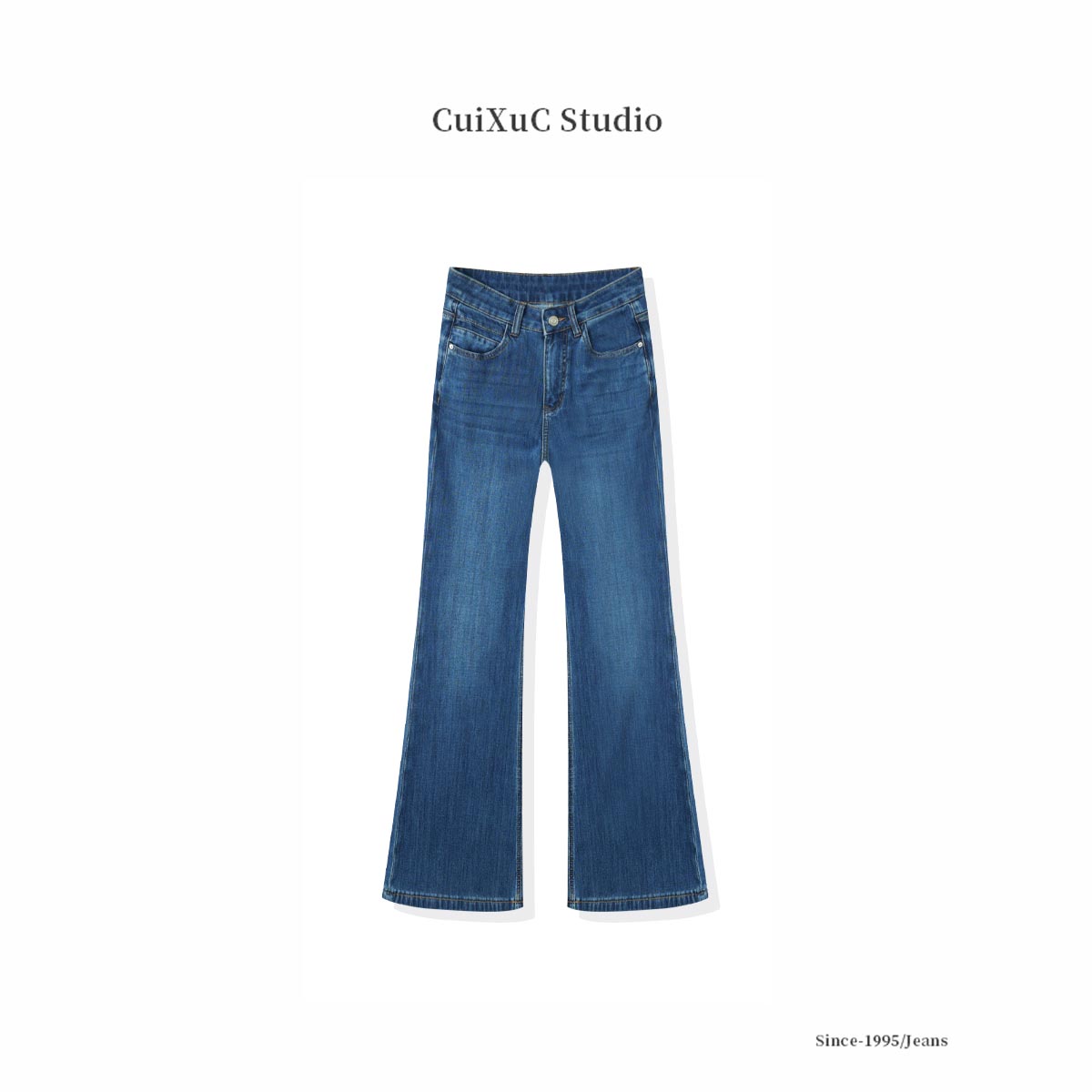 JEANS 蓝海湾 高腰微喇裤牛仔裤女士微喇女装长裤显瘦百搭