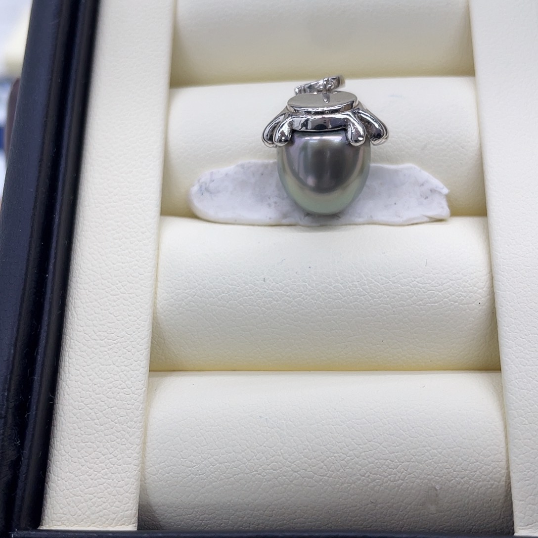 吊坠(不含链)海水珍珠银S925镶嵌大溪地蜜罐吊坠11-12mm