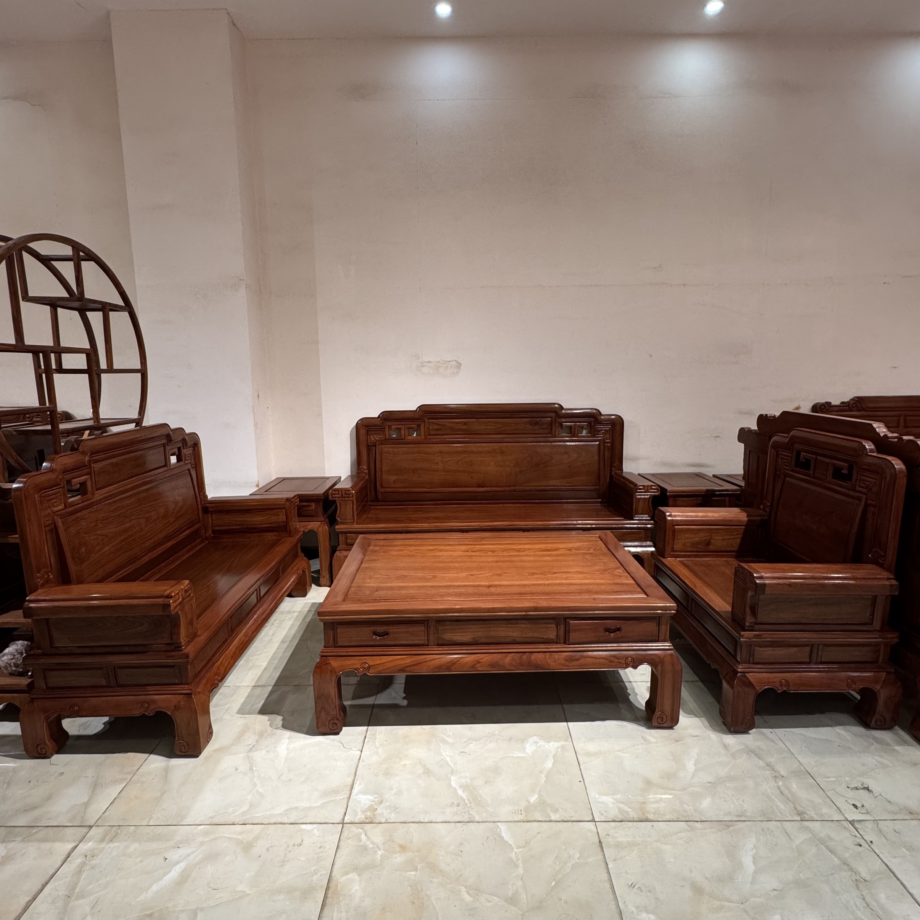 刺猬紫檀素面国色天香123六件套沙发