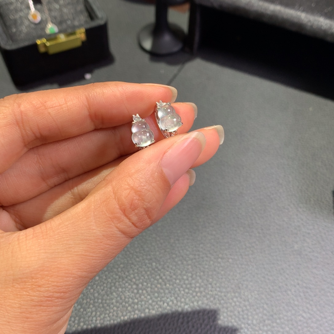 我***你翡翠银S925镶嵌耳饰