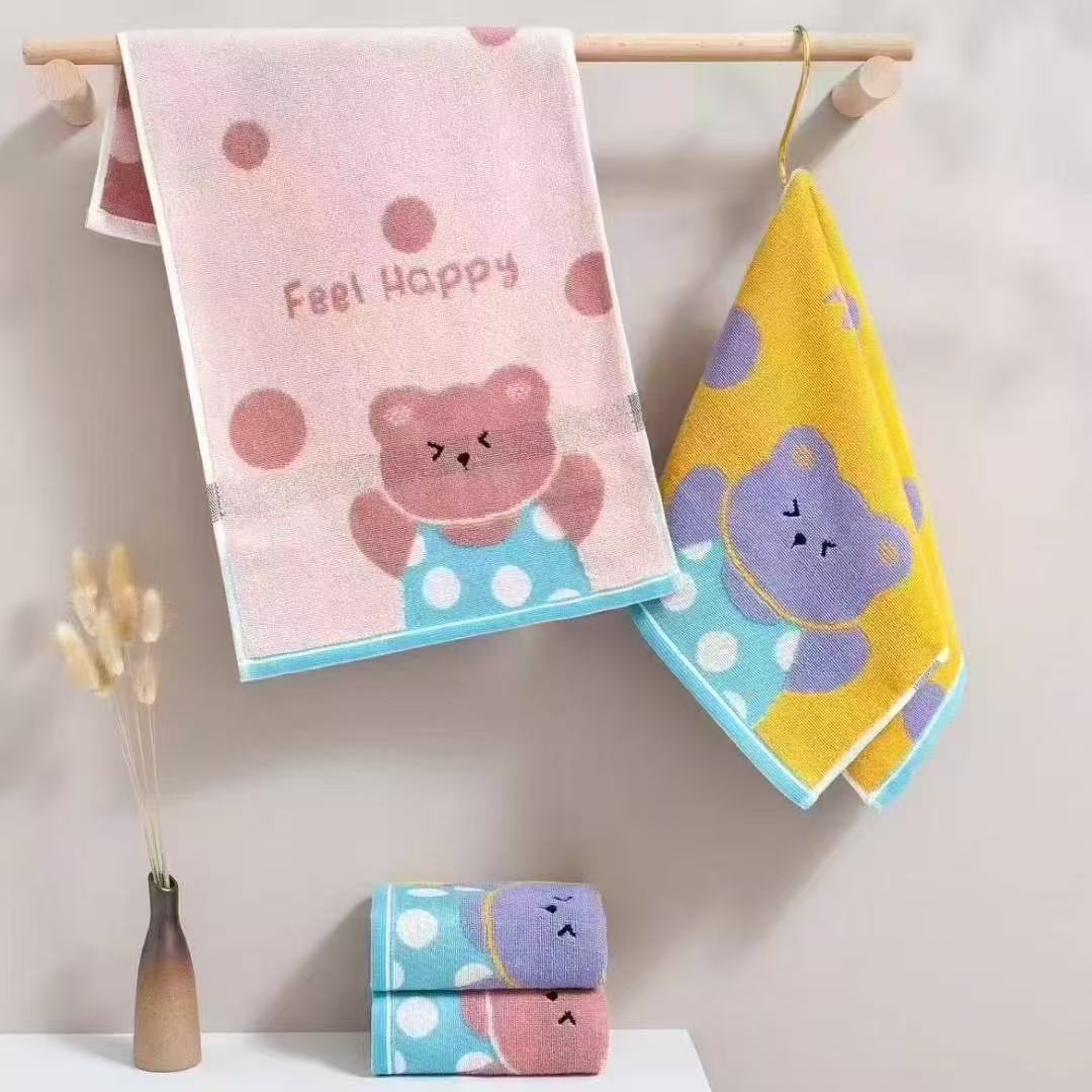 25*50cm儿童小毛巾7条装纯棉柔软吸水家用洗脸学生小面巾亲肤可爱