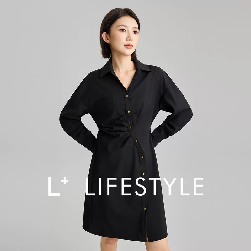 【籽言专属 】lifestyle 不对称门襟衬衫连衣裙 L3341197
