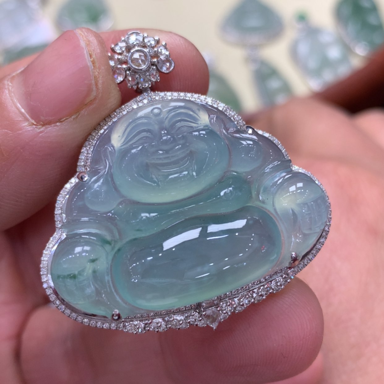 【闪购商品】翡翠颈饰18K金镶嵌佛公