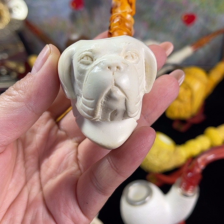 海泡石烟斗中号忠犬雕刻漏