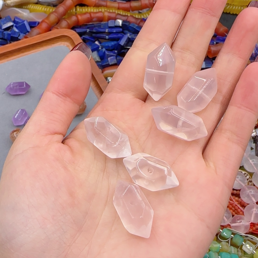 玛瑙/玉髓珠宝半成品未镶嵌星光粉双尖一颗