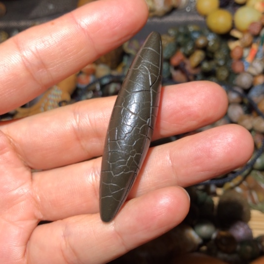 石材龟纹石桶珠单颗