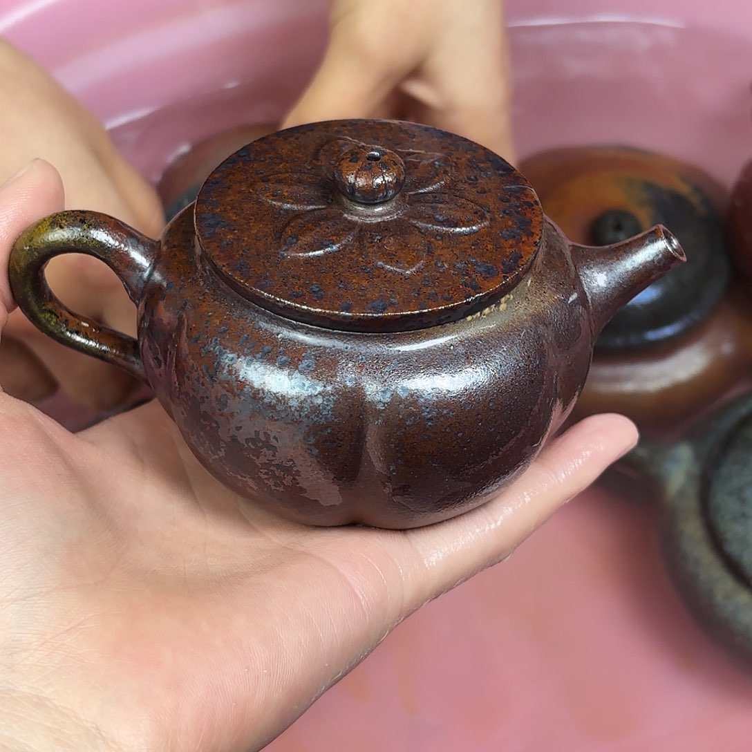 壶柴烧紫砂天青海棠