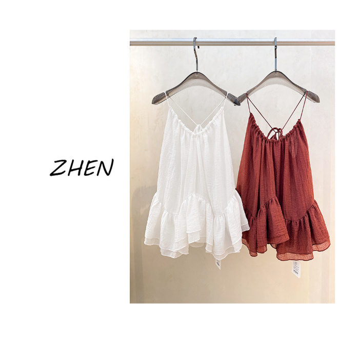 【ZHEN】25K00929 2025新款时尚气质修身显瘦小众设计吊带上衣