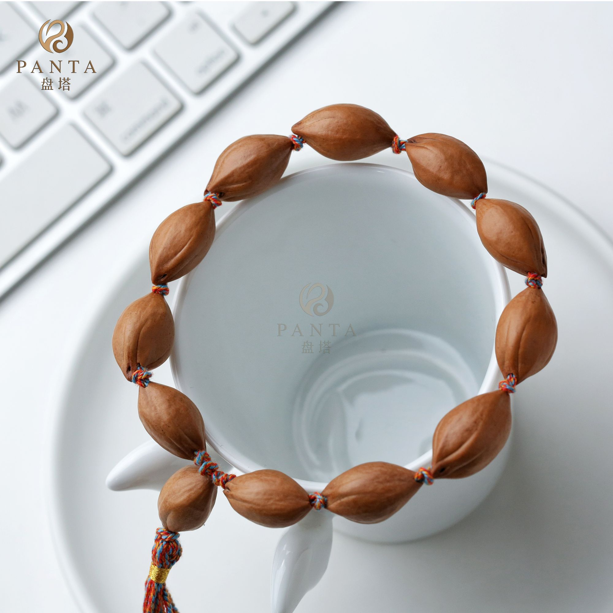 【盘塔出品】老树橄榄核广西铁核已去霜三花手持12+mm藏式流苏编绳