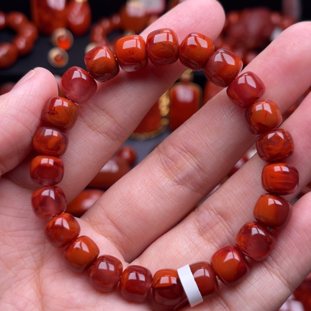 南红玛瑙未镶嵌珠宝奇石单圈8.5mm