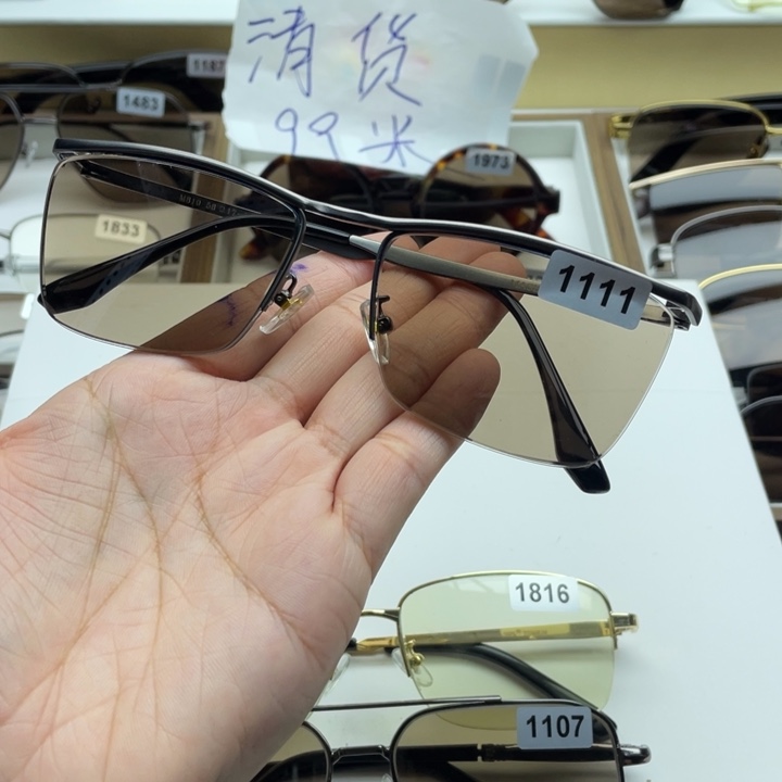 茶水晶半框眼镜 1111