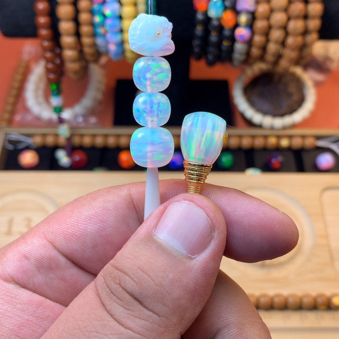 树脂夜***菁猫053102人工欧泊炫彩白108配饰一套