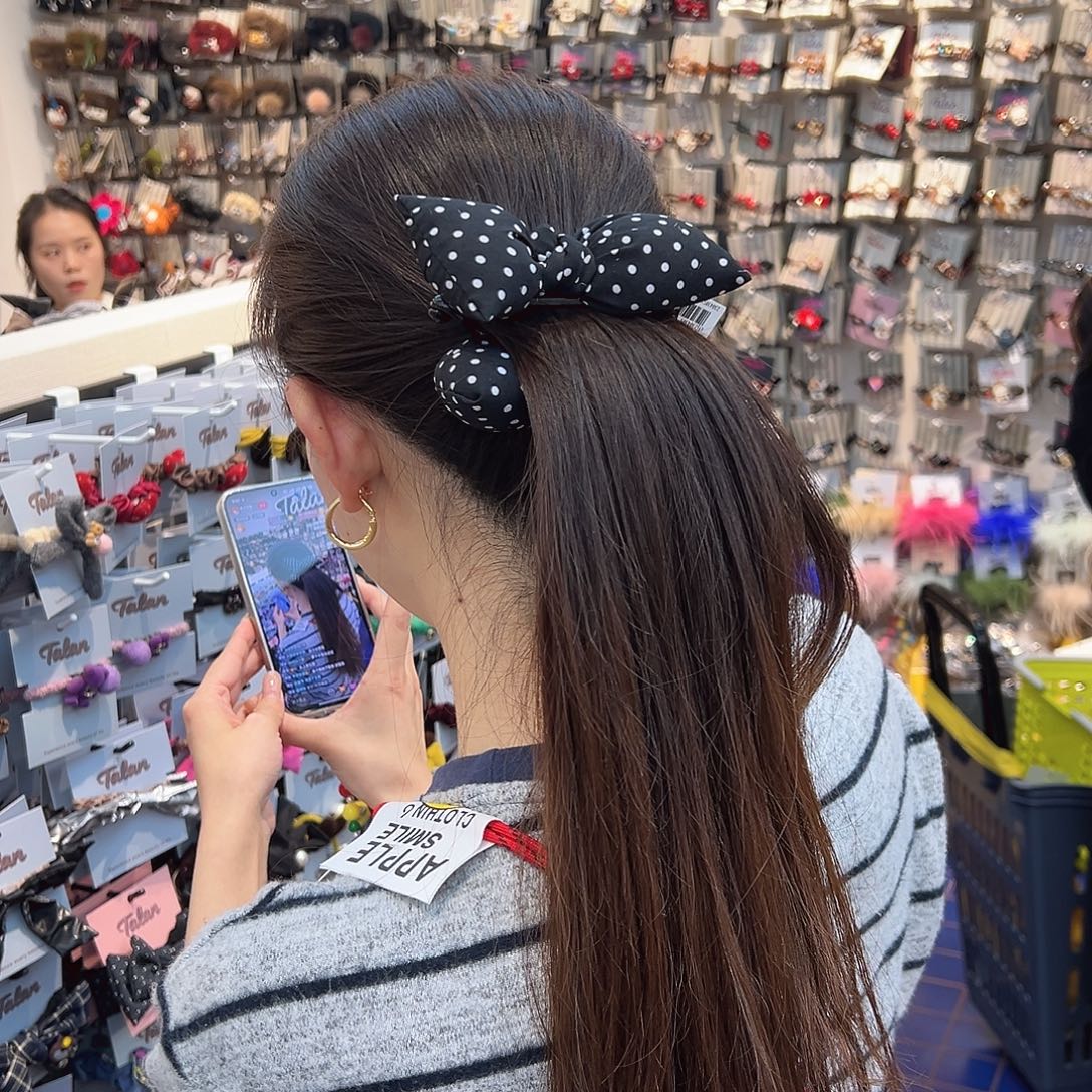 布艺铁合金黑白波点小号