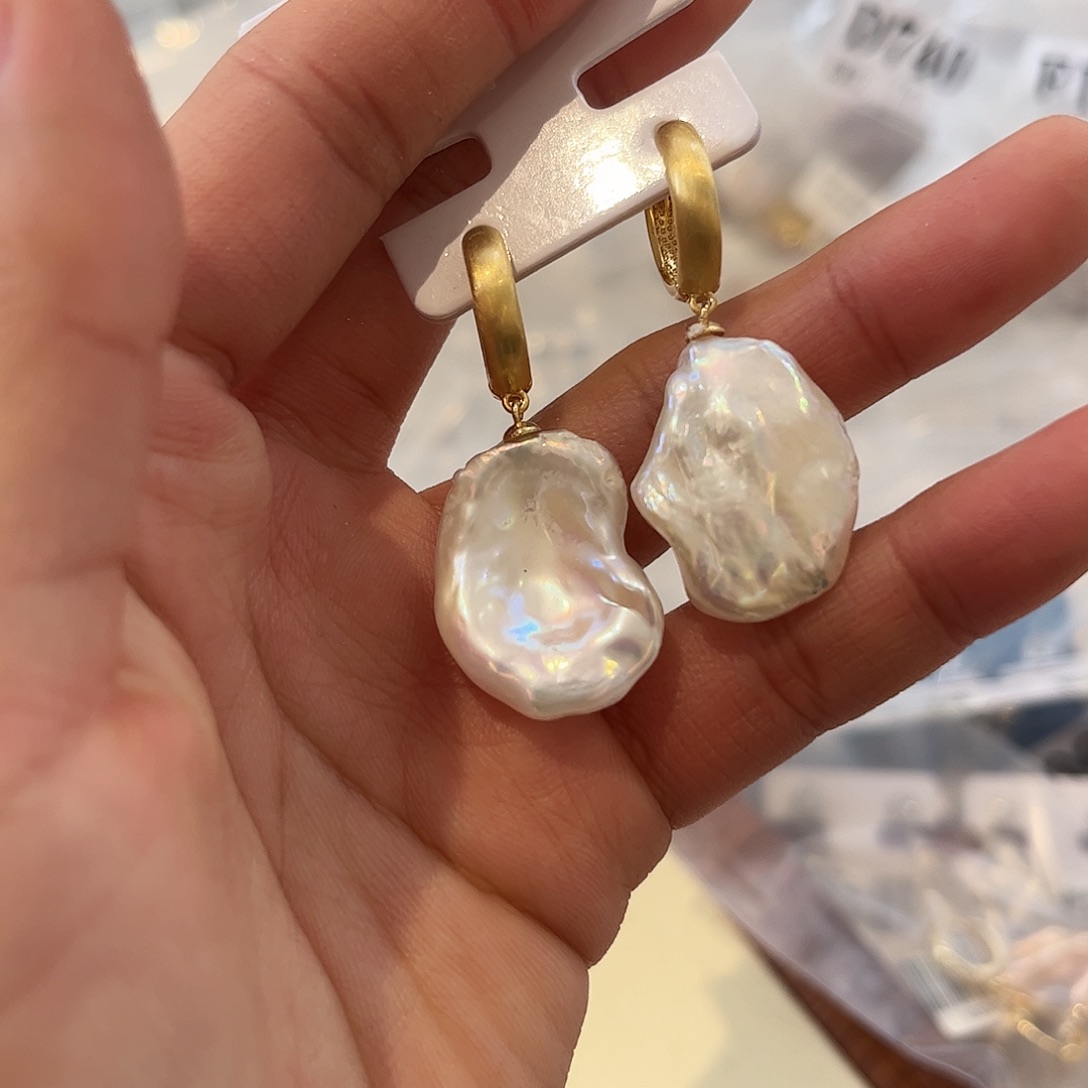 淡水珍珠耳饰合金