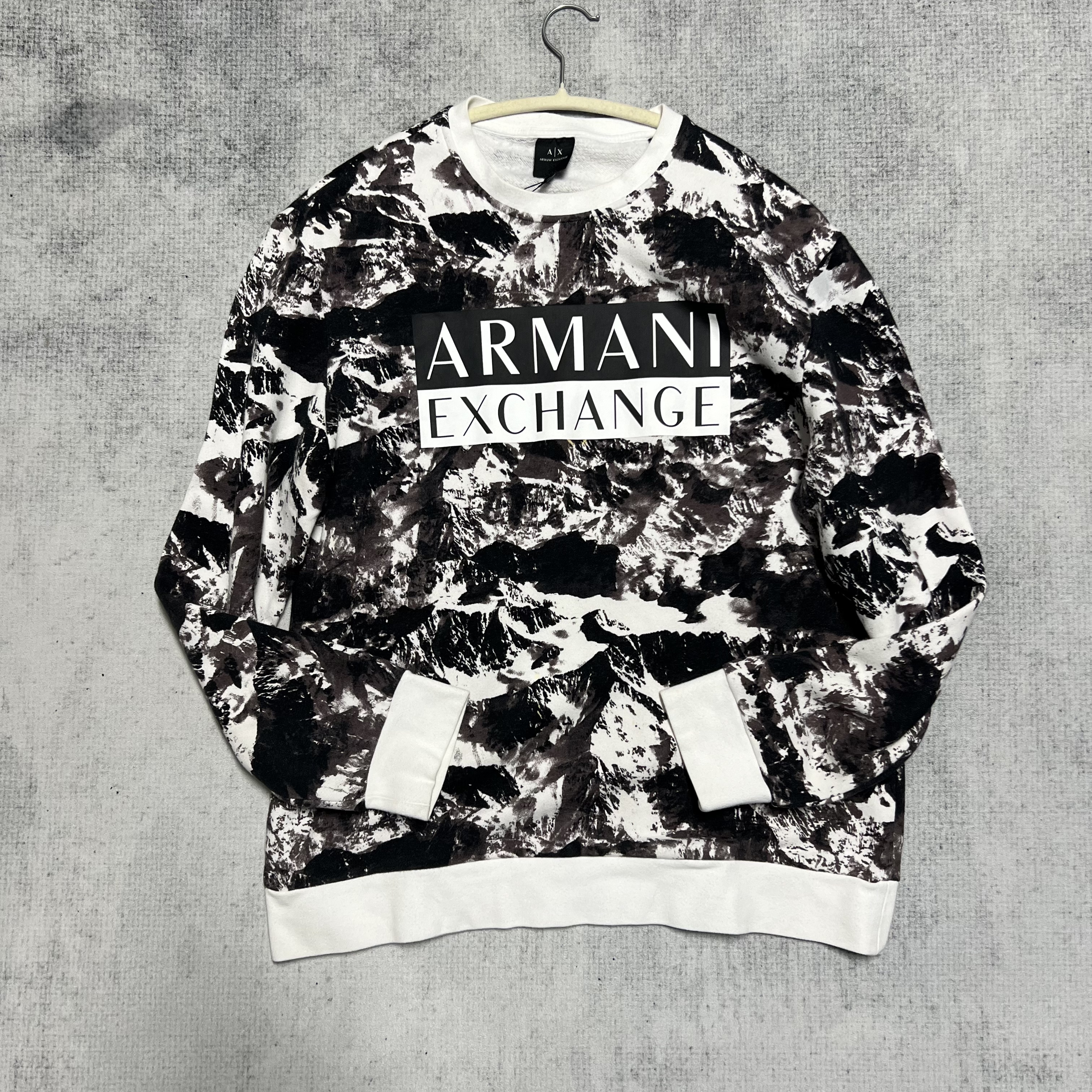 99新 GIORGIO ARMANI/阿玛尼 logo印花迷彩卫衣 L码 43782 白菜