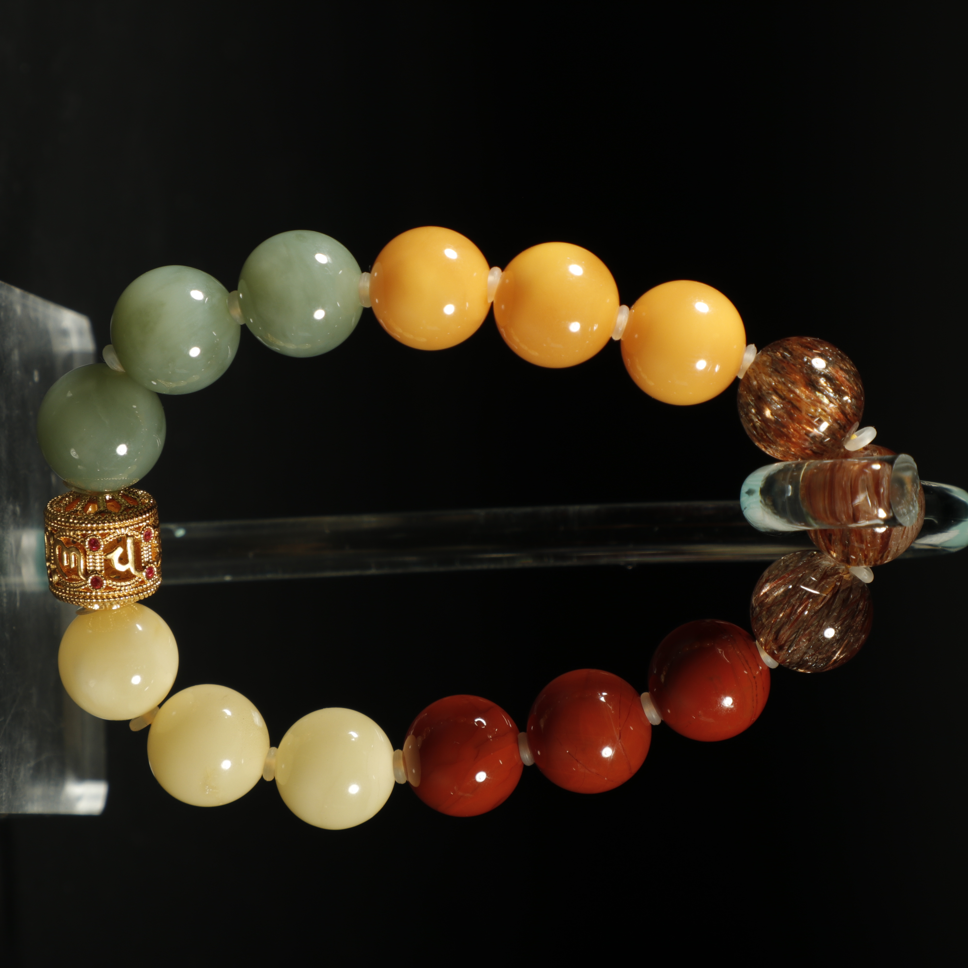 lot8863 和田玉多宝手串/云南典藏