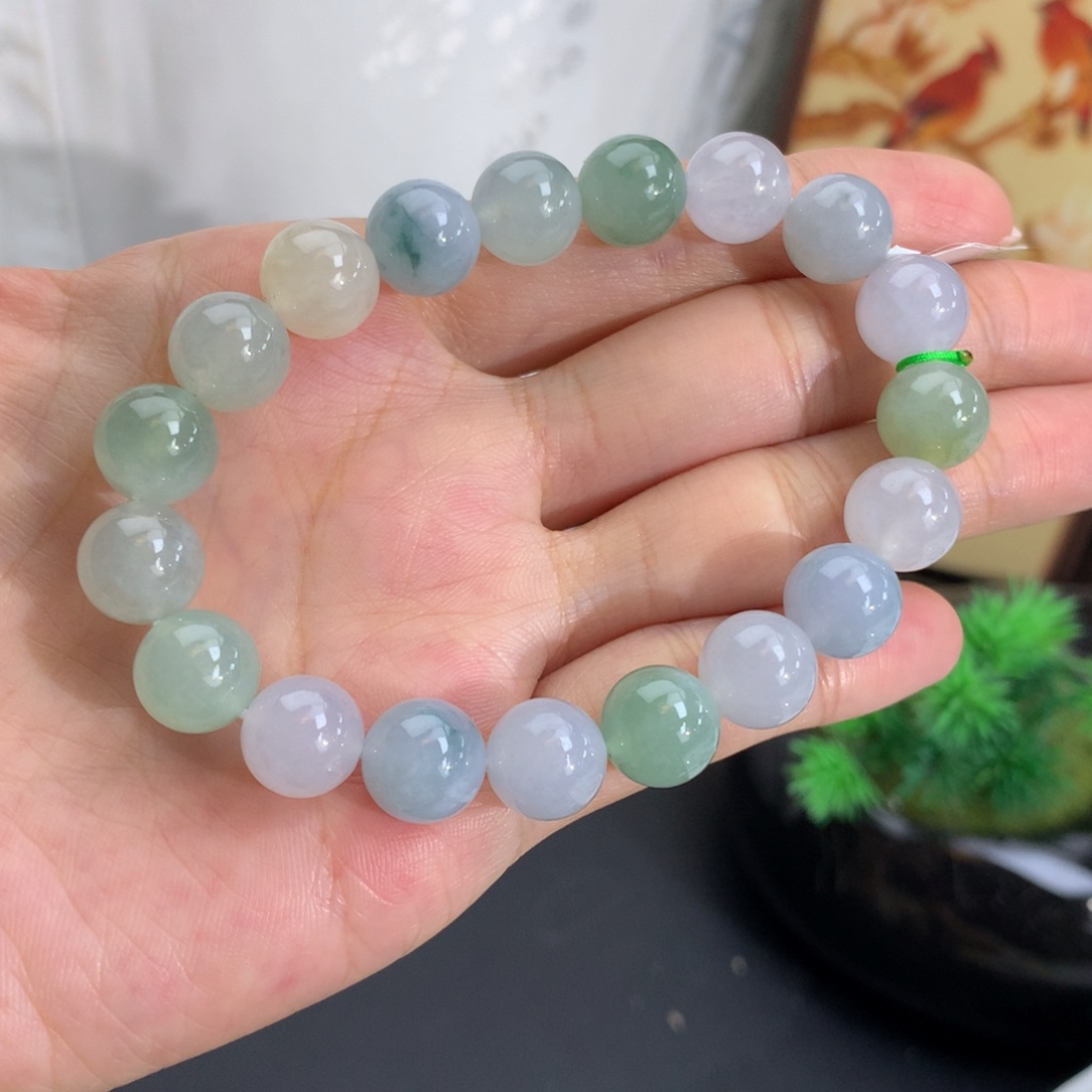 翡翠未镶嵌手串卡10胶润多宝手串