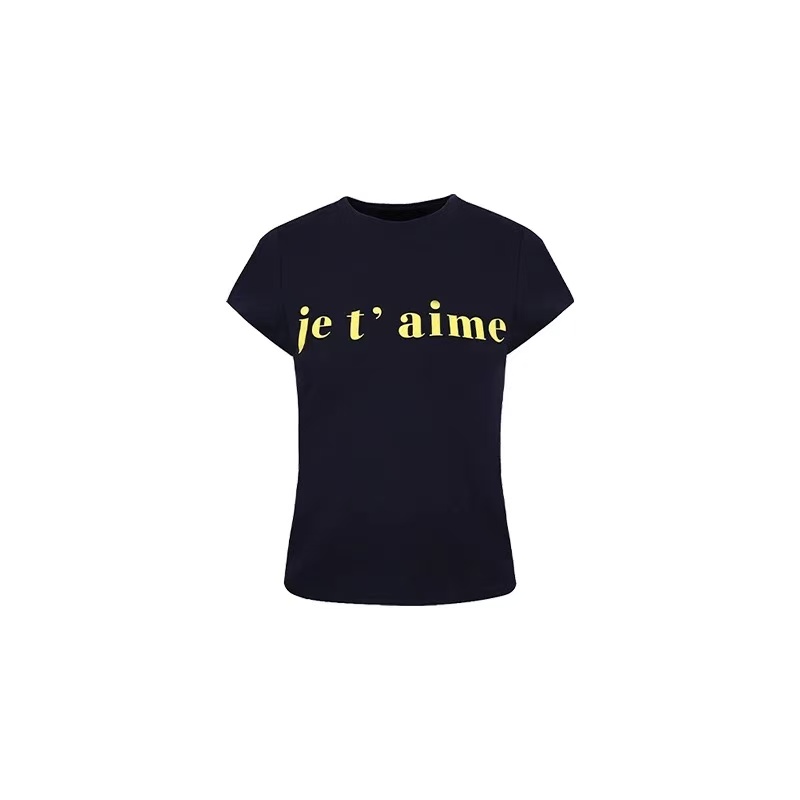 徐秋阳 蓝金报刊（常规版型）春季新款百搭时尚休闲显瘦短袖12515