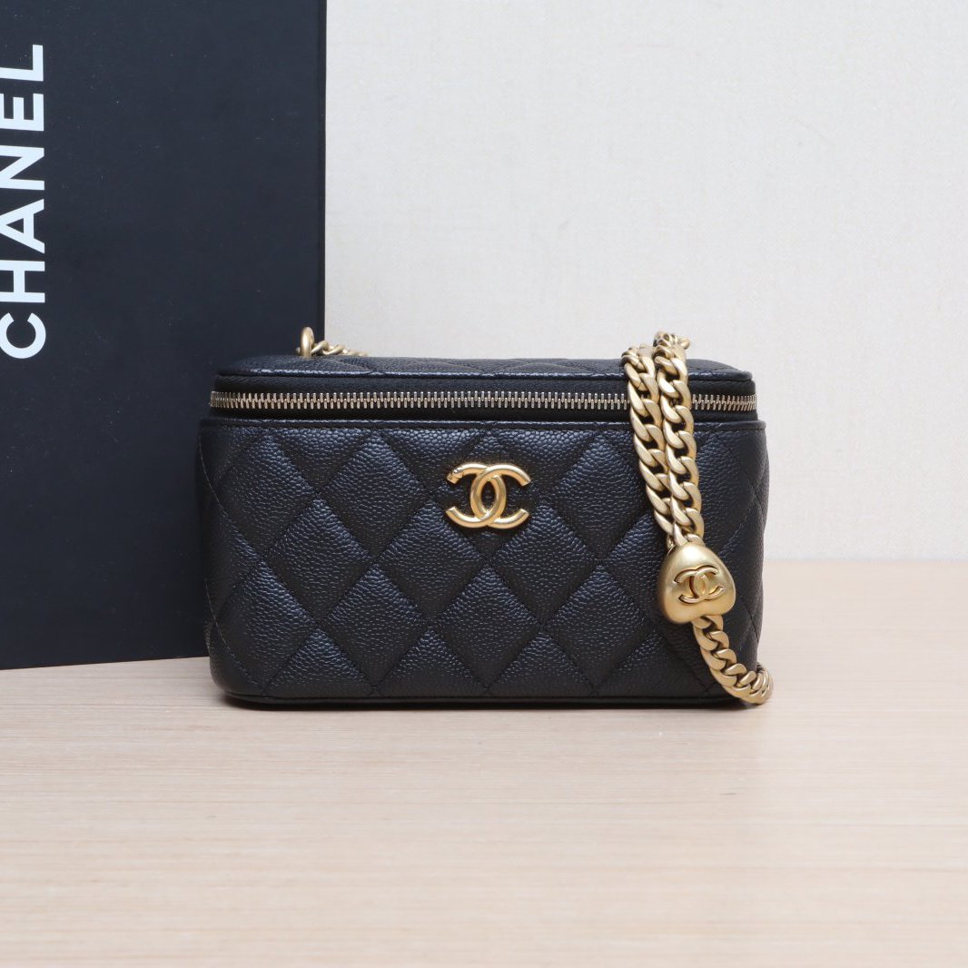 99新 Chanel/香奈儿 小花双双 23P 长盒子 带镜子 黑色 爱心金球