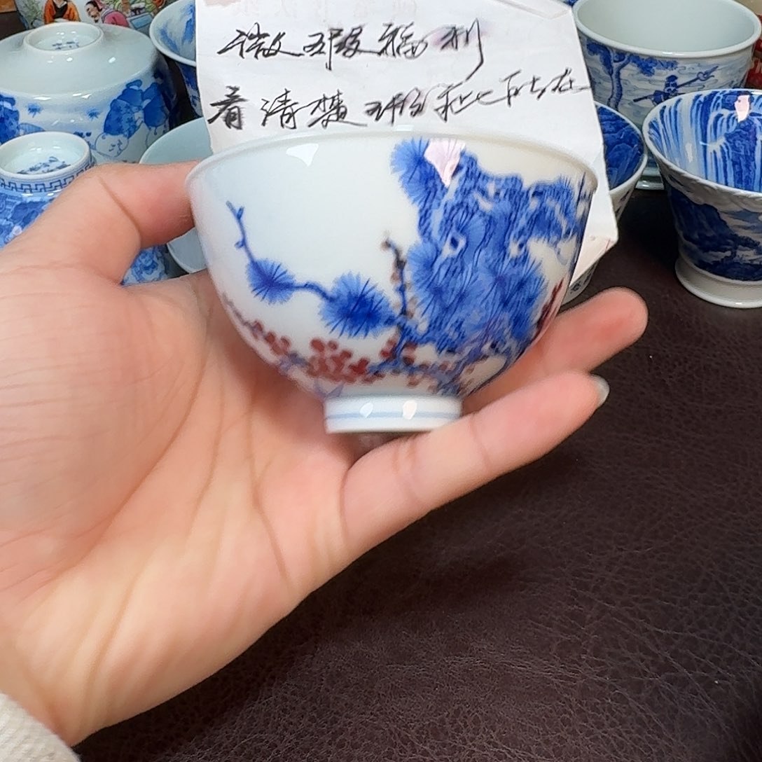 现代景德镇陶瓷盖碗