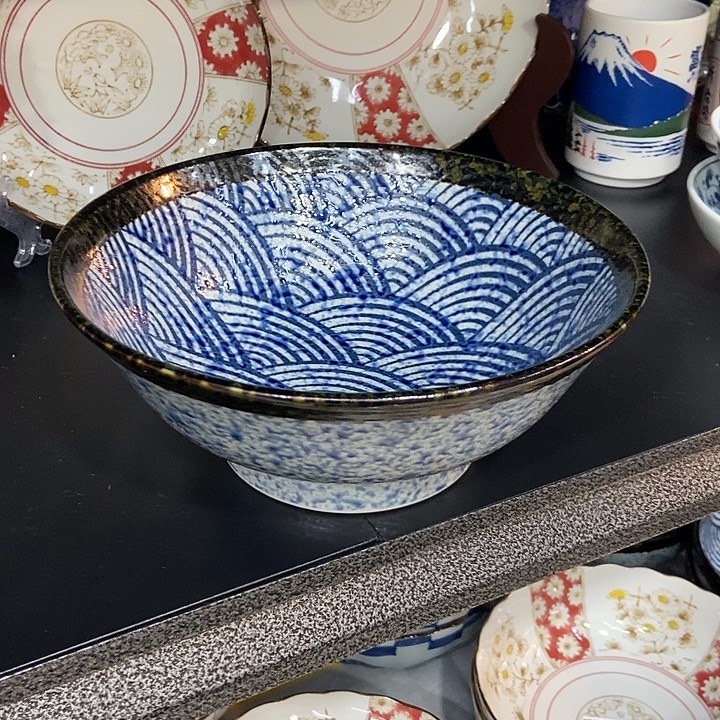 小***呀瓷片日本进口超大高台海波大碗一只