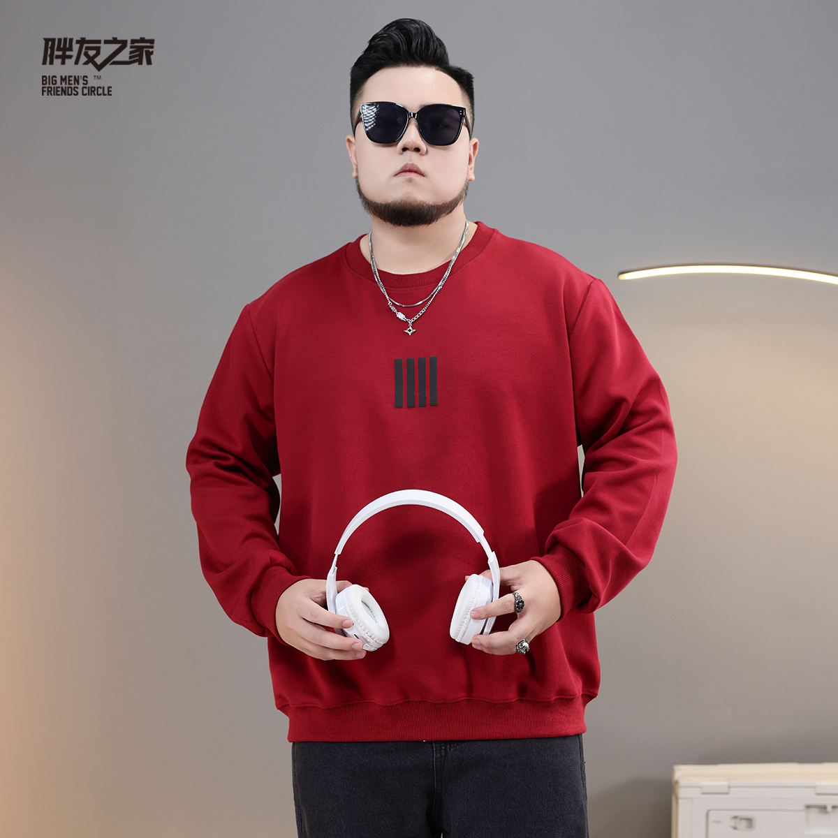 秋冬加绒大码卫衣加肥加大百搭长袖胖子宽松圆领上衣PB430421