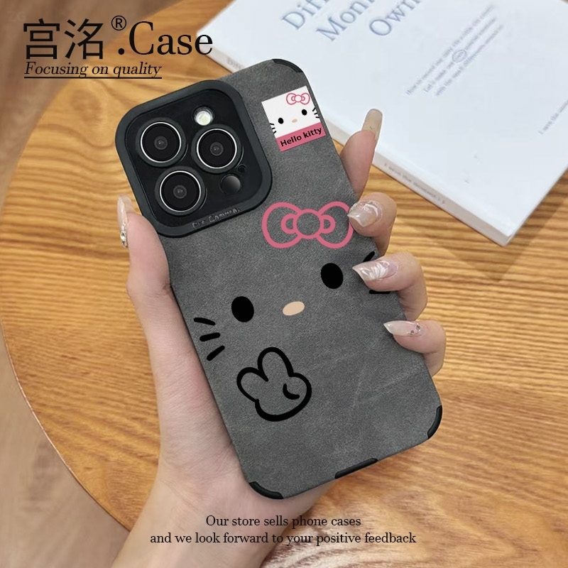 简约KT表情耶瞳眼贴皮壳适用于iPhoneiPhone苹果17手机壳华为oppo