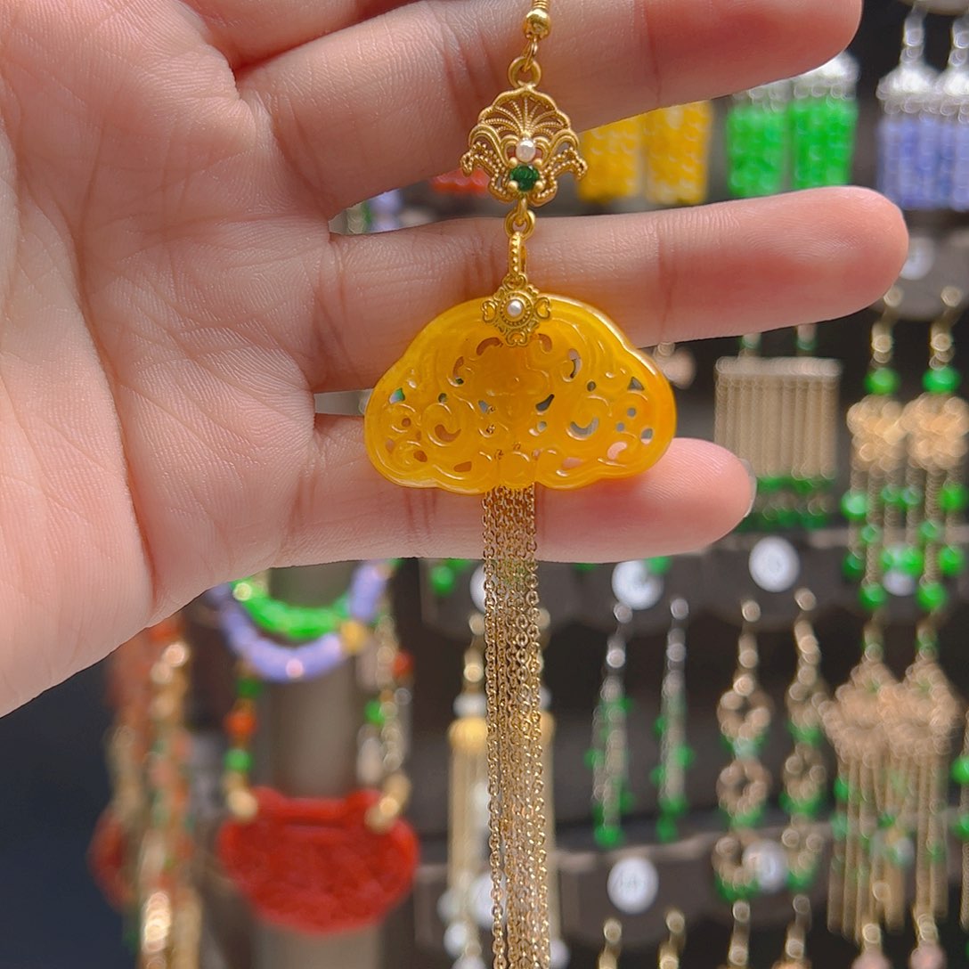 翡翠合金耳坠古***潮翡翠