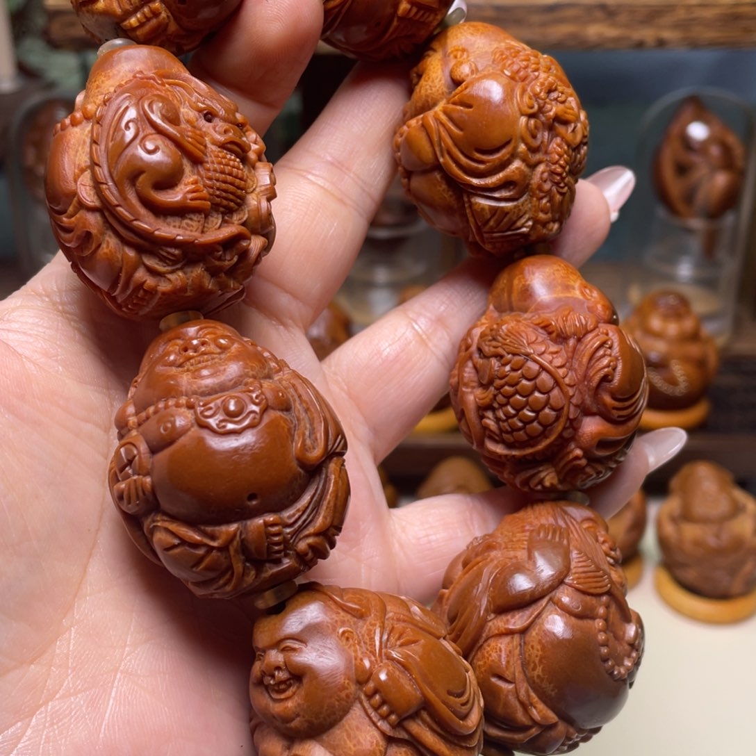 佛螺菩提吊坠瑞兽弥勒手持一条