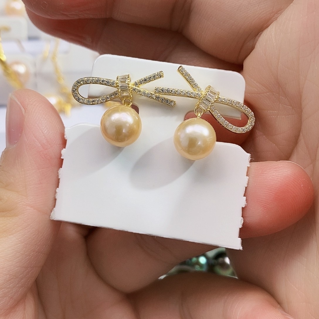 银S925镶嵌特价淡水新品耳饰淡水珍珠