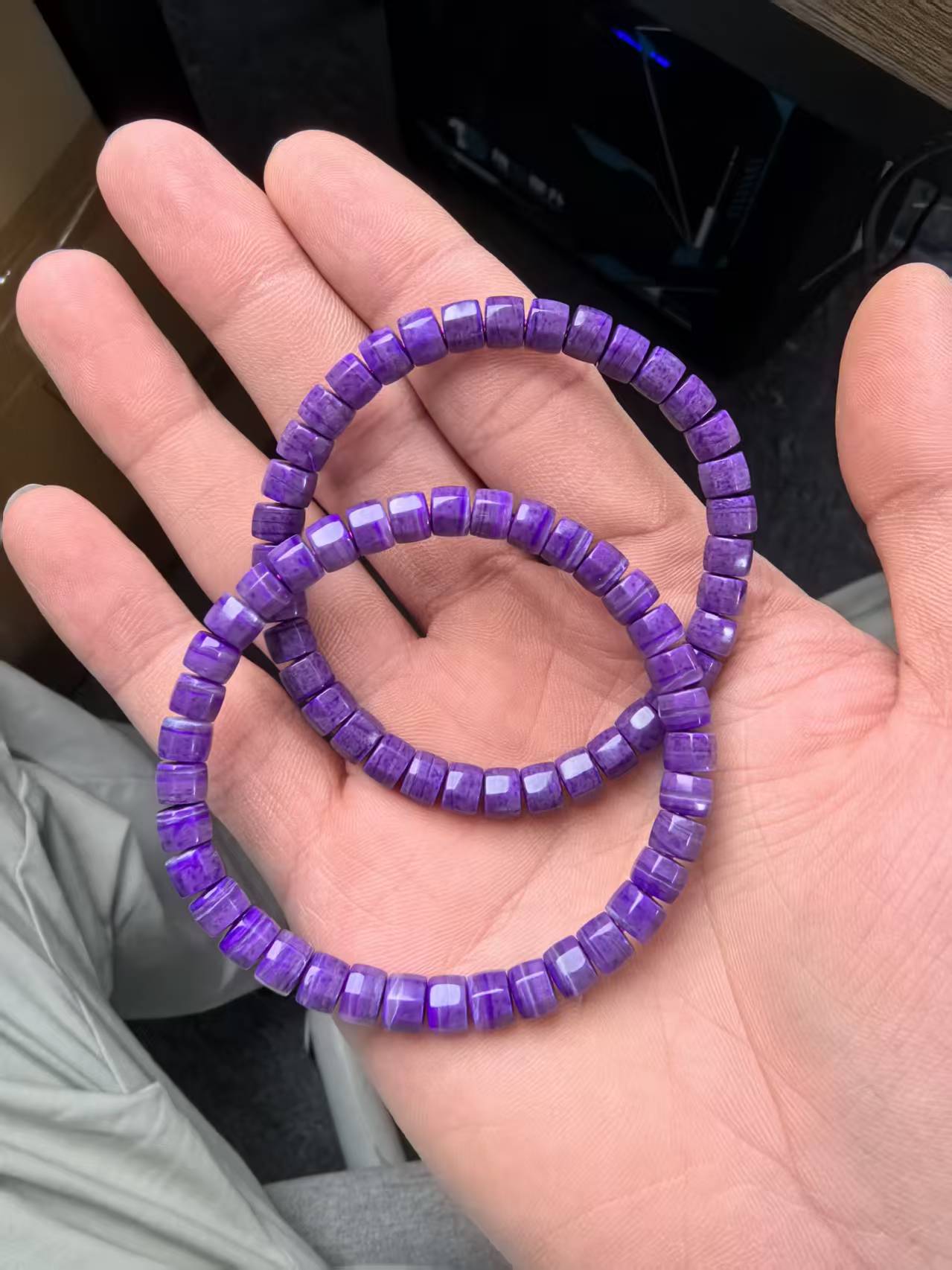 潮生石｜舒俱来紫八棱直切素圈手串/多样性发其一/C02129