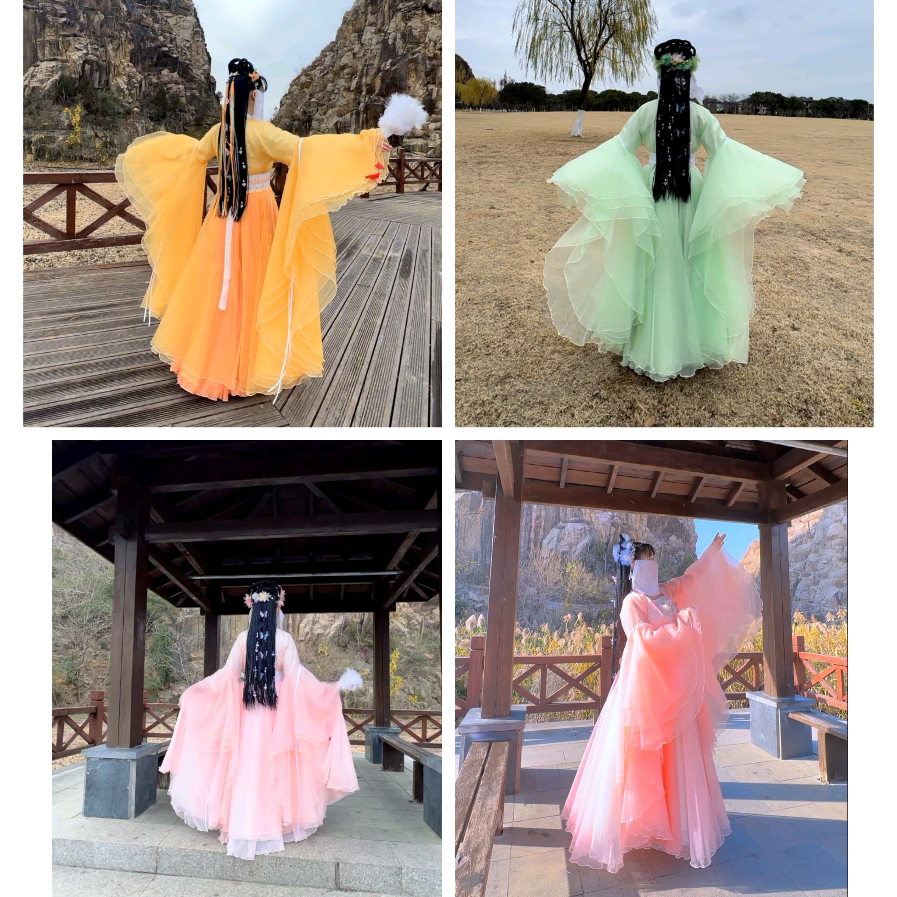 纯色千香三层袖影视古装服仙女古装