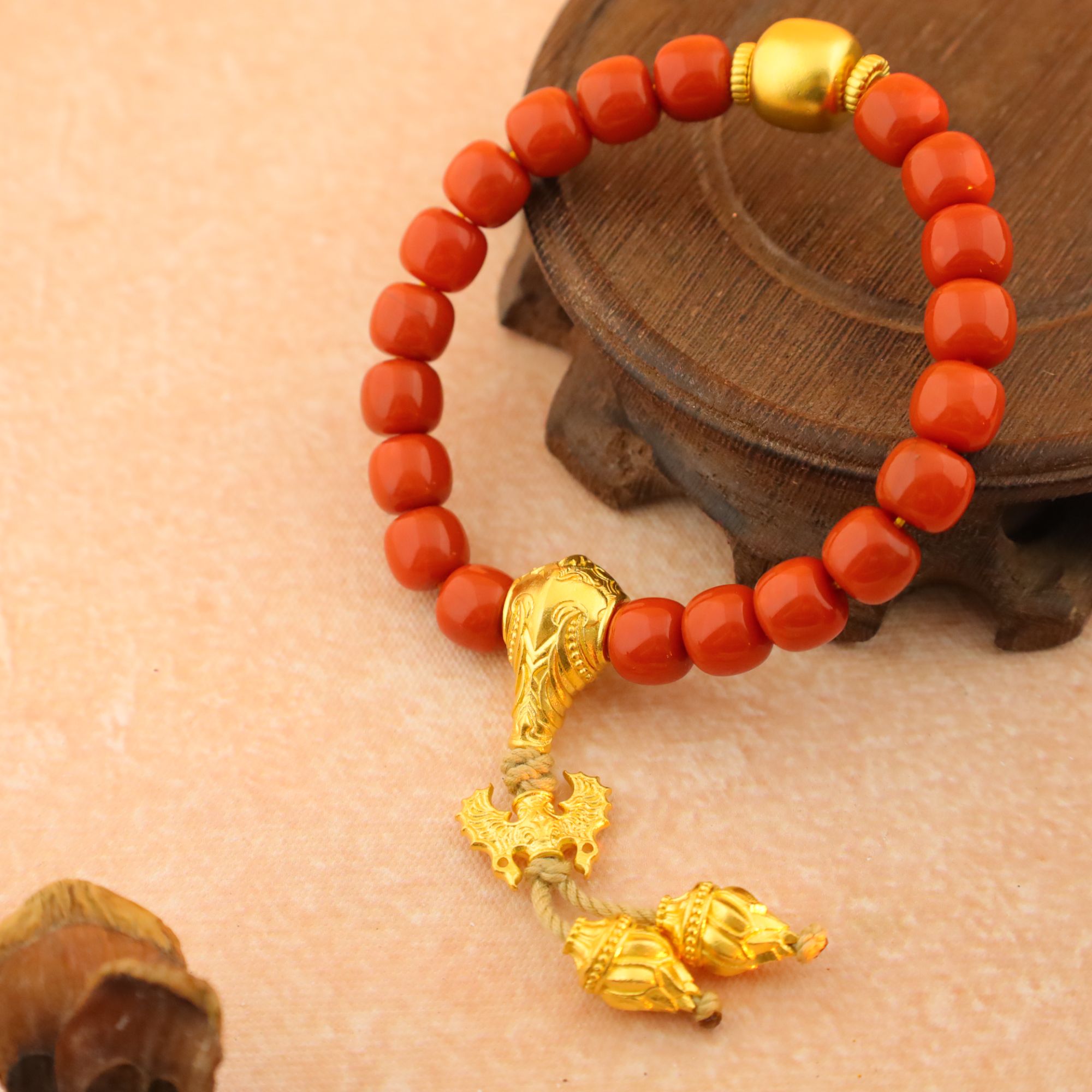 879/克【文玩手串】埃癸斯三通古法文玩黄金足金手串手链3082