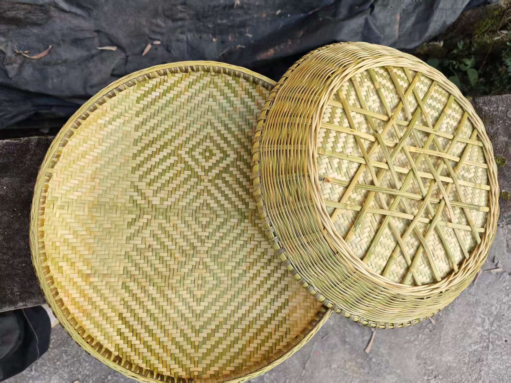 簸箕竹编鸭脚板实用款家用干货晾晒圆簸箕