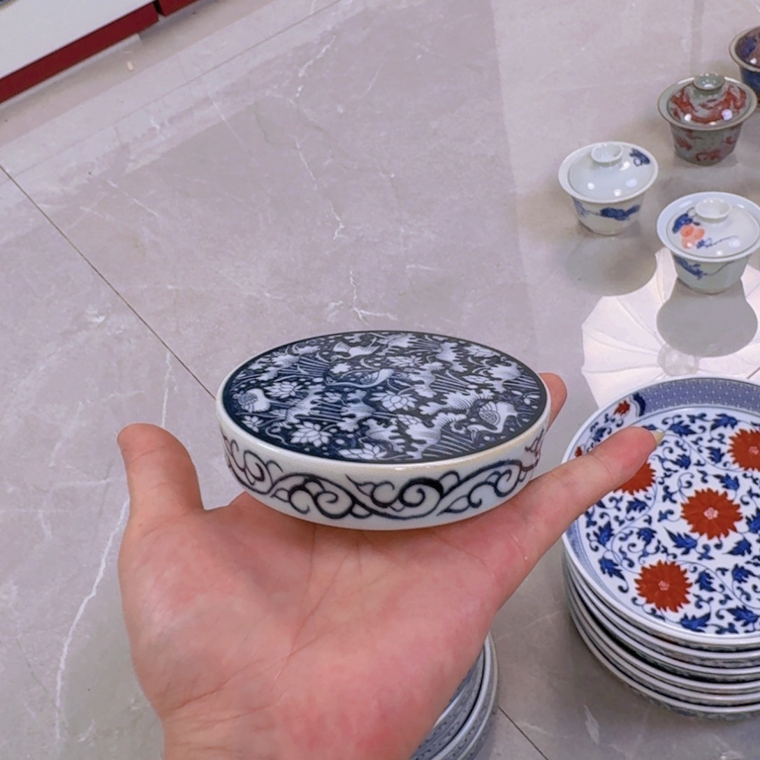 瓷片青花一路连科盖置景德镇