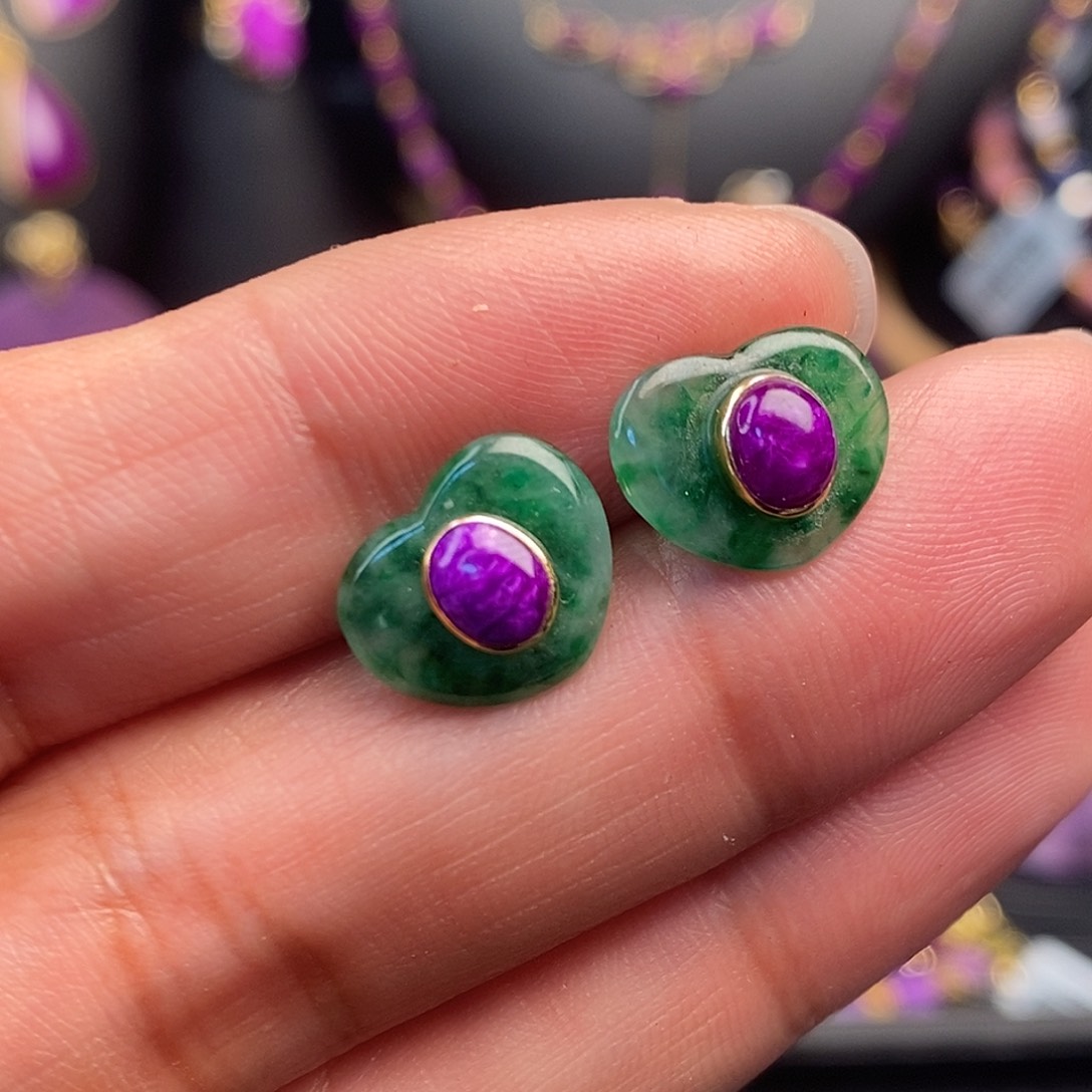 苏纪石（舒俱来）耳饰18K金镶嵌