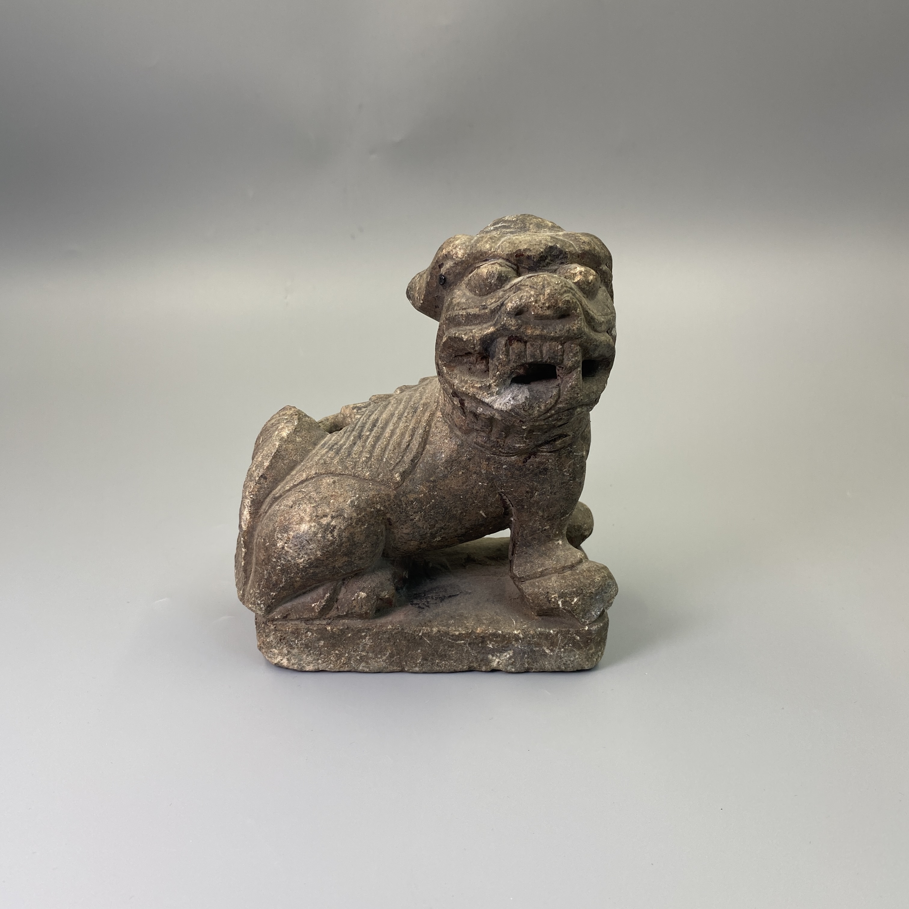 晚清民国老石雕狮子纹供案吉祥摆件益合/2501-239