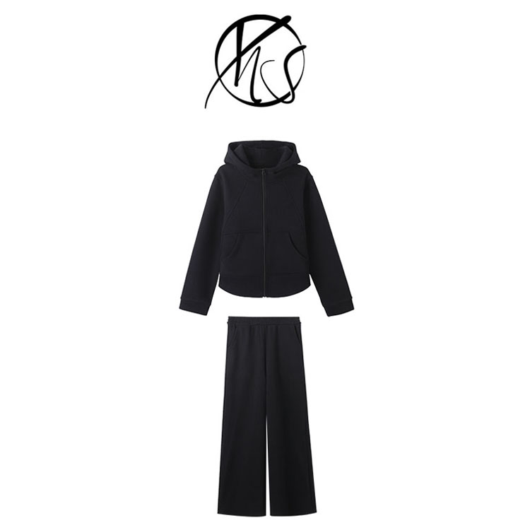 NANJIE/楠姐【随性旅人】冬季新款韩系休闲纯色连帽上衣裤子套装