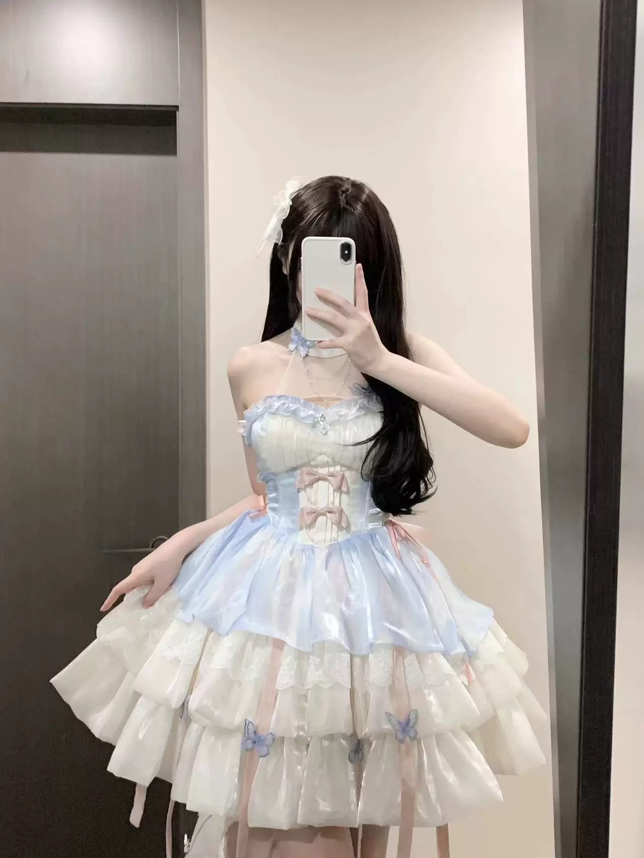 现货桔梗house爱神之约原创lolita公主风特纯欲风挂脖吊带蓬蓬裙