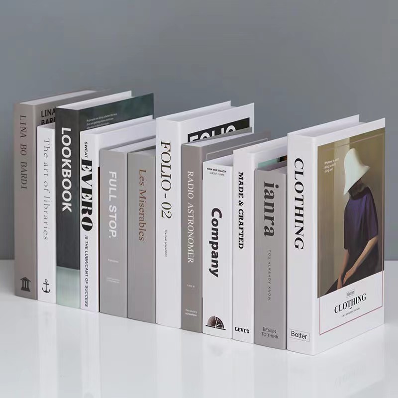 现代英文装饰书籍假书摆件仿真梳妆视频客厅书架轻奢创意简约风格