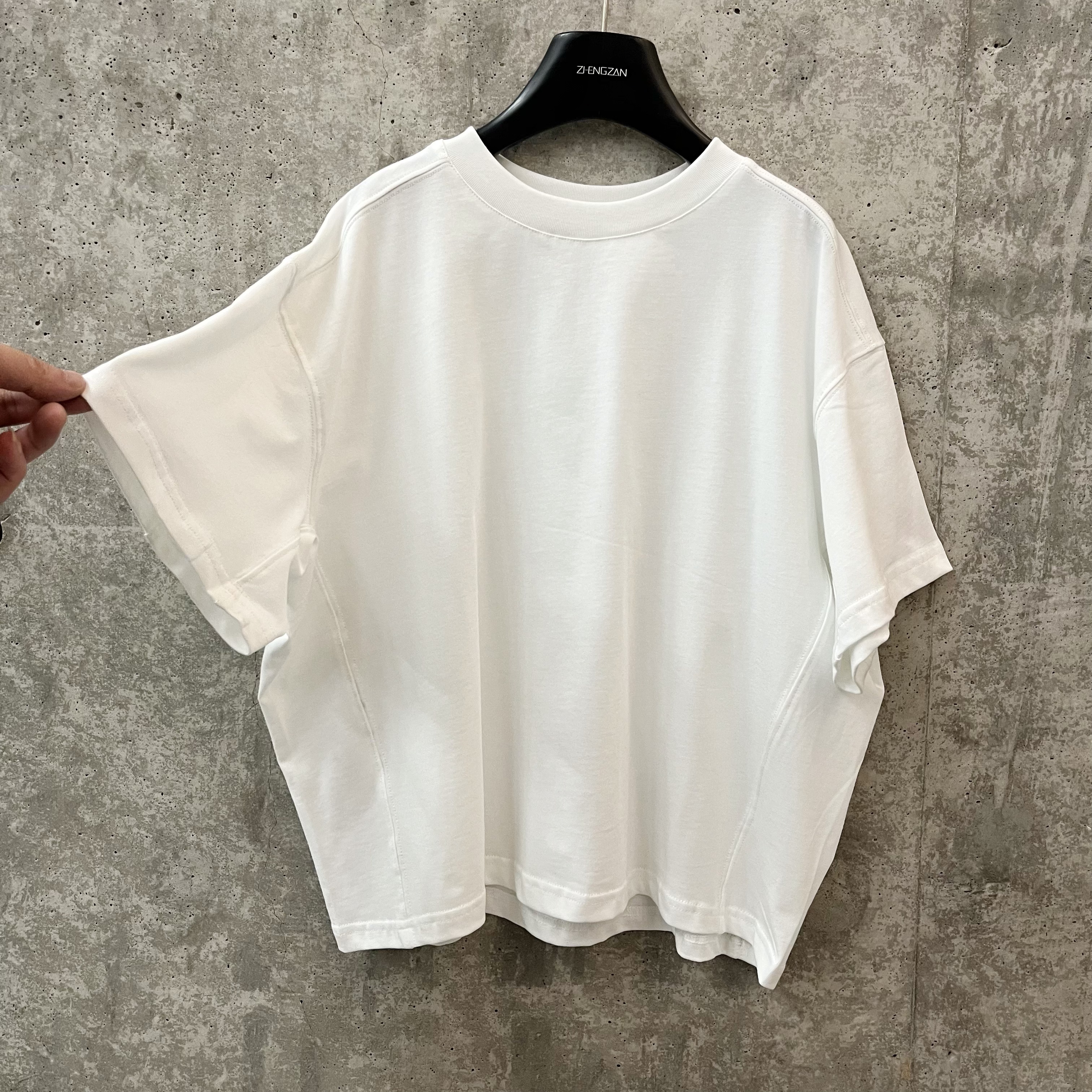 632 潮牌高克重双纱纯棉儿童皮标短袖 白色舒适简约纯色圆领T恤