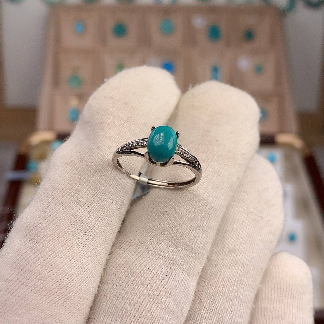 绿松石银S925镶嵌戒指