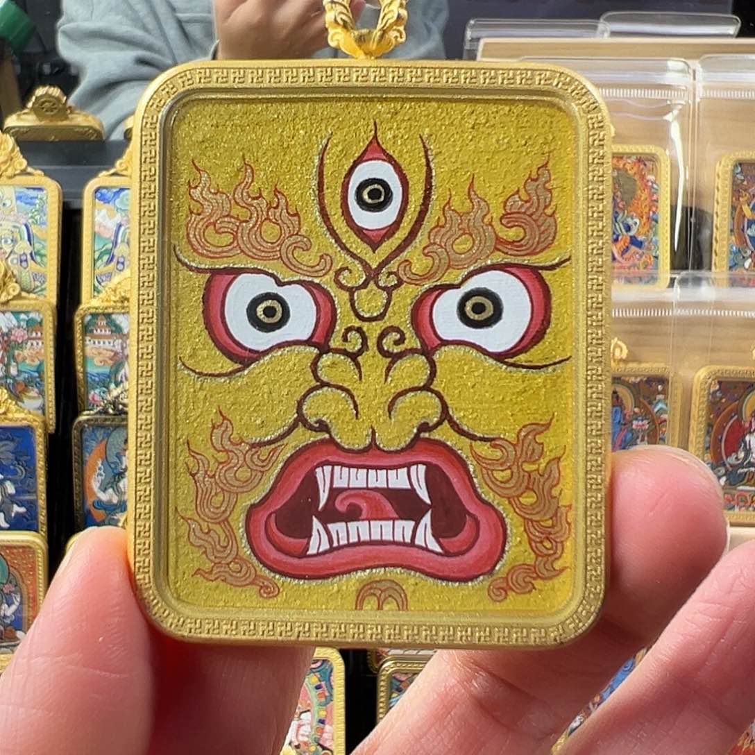 吊坠热贡唐卡粗旷黄财眼